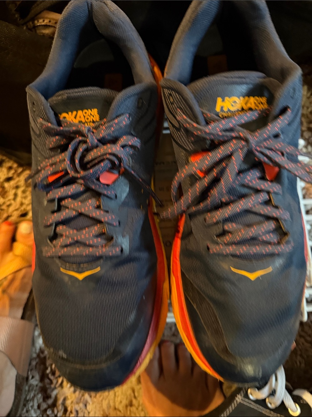 Hoka One One Men’s Navy and Orange Athletic Running Shoes